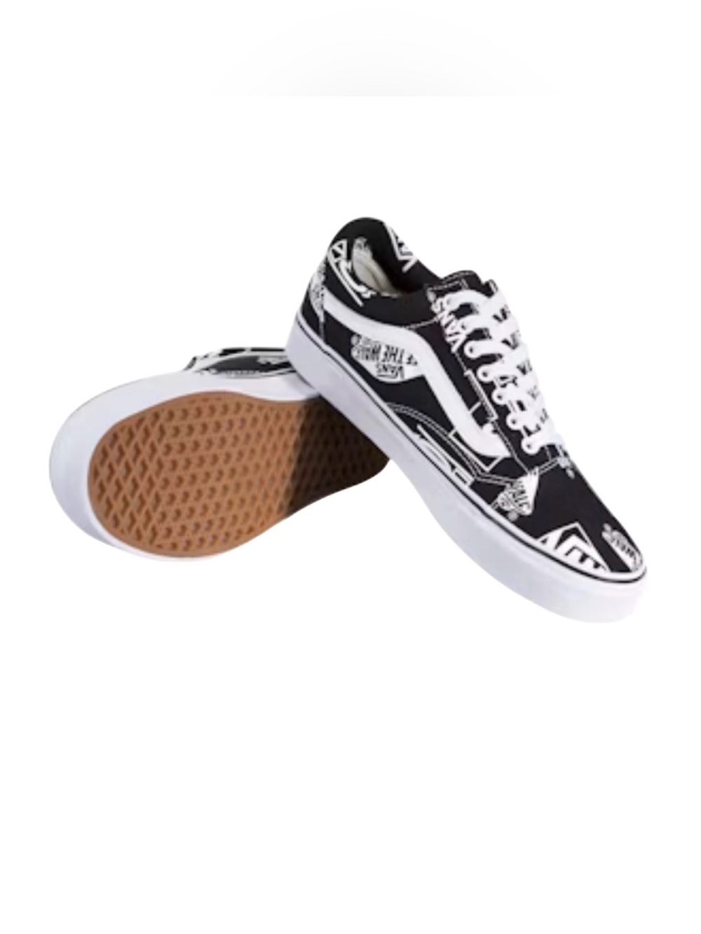 Vans Old Skool Black & White Graphic Low-Top Sneakers - Women’s 6.5 / Men’s 5